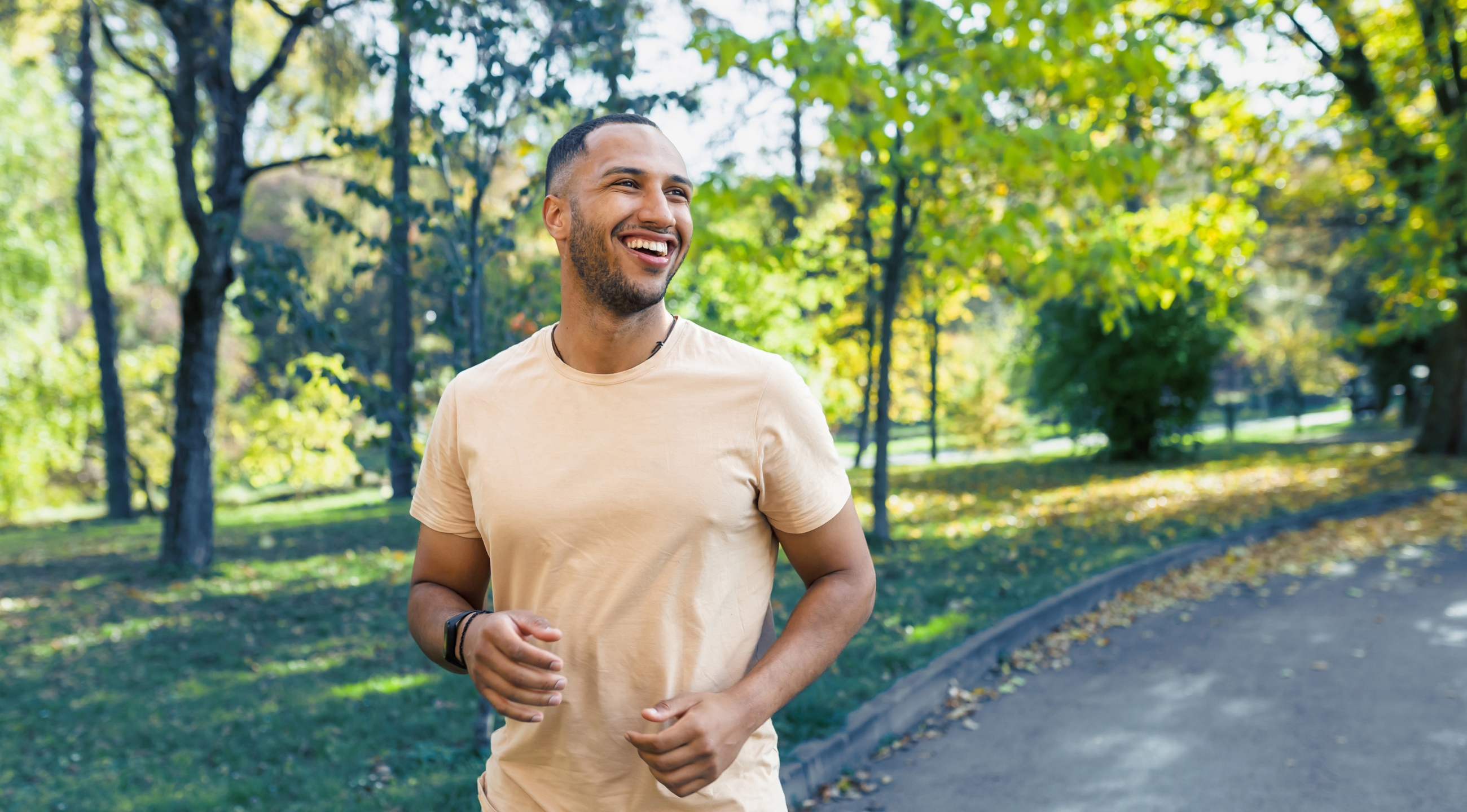 A man running outdoors.